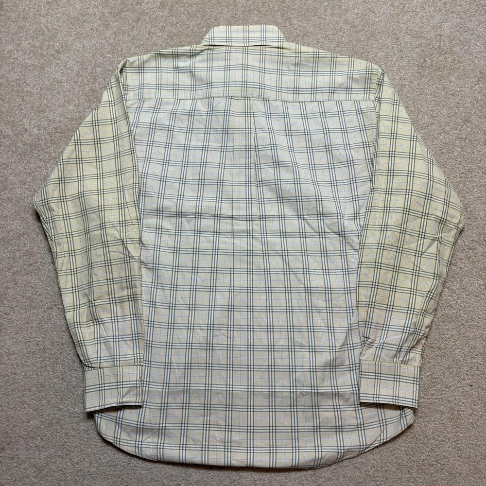 Burberry London Shirt Mens Medium Beige Plaid Twill Button Down LS USA Distress - Picture 4 of 16